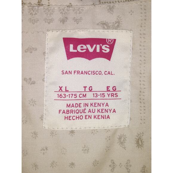 NWT Levis Boy's Button Down Shirt Beige Print XL - Picture 6 of 8